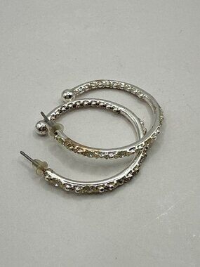 Silver Crystal Pave Bubble Hoop Earrings Y2K Boho Chic Sparkly Jewelry